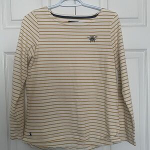 Joules Mustard and White Striped Top
